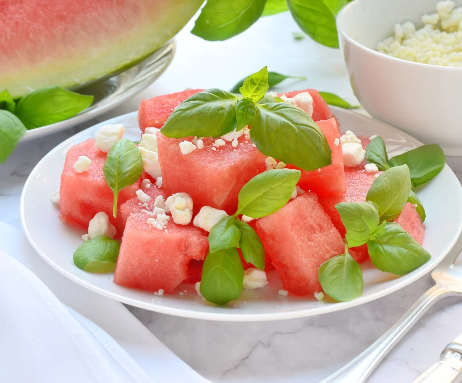 meloen salade Meloen komkommer feta salade
